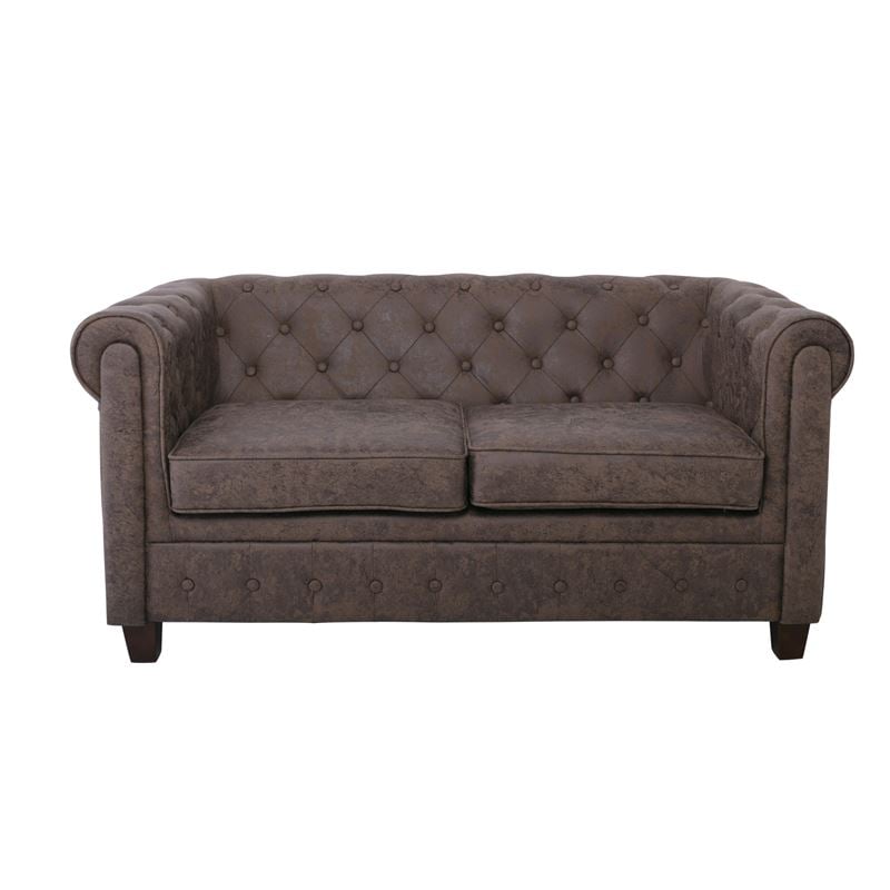 CHESTERFIELD Newport Kαναπές 2Θέσιος Σαλονιού -Καθιστικού, Ύφασμα Antique Look Καφέ 153x82x73cm