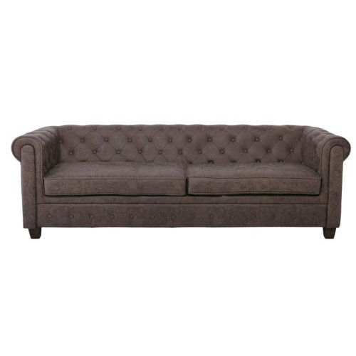 CHESTERFIELD Newport Kαναπές 3Θέσιος Σαλονιού - Καθιστικού, Ύφασμα Antique Look Καφέ 219x82x73cm