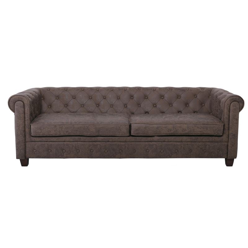 CHESTERFIELD Newport Kαναπές 3Θέσιος Σαλονιού - Καθιστικού, Ύφασμα Antique Look Καφέ 219x82x73cm