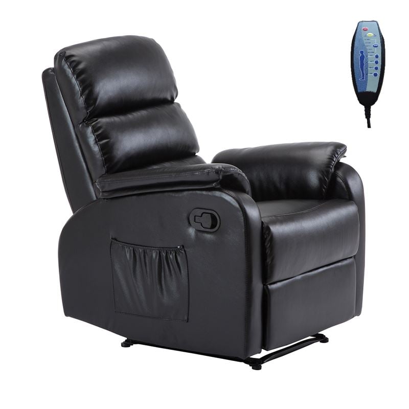 COMFORT Massage Πολυθρόνα Relax, Σαλονιού - Καθιστικού, PU Μαύρο 74x90x98cm