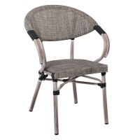 COSTA Πολυθρόνα Dining Αλουμινίου, Απόχρωση Antique Grey - Textilene Μπεζ 58x57x83cm