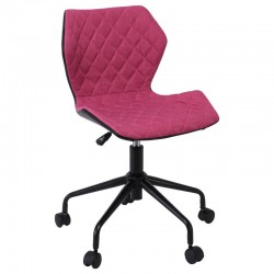 DAVID Καρέκλα Γραφείου PU Μαύρο, Ύφασμα Ροδί, Βάση Μέταλλο Βαφή Μαύρο 48x50x78/88cm