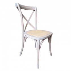 DESTINY Καρέκλα Τραπεζαρίας Οξιά Απόχρωση Decape Άσπρο, Κάθισμα Ψάθα, Στοιβαζόμενη 48x52x89cm