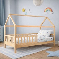 DREAM τ.Montessori Παιδικό Κρεβάτι, για Στρώμα 90x190cm, Ξύλο Πεύκου Απόχρωση Φυσικό 197x97x132cm