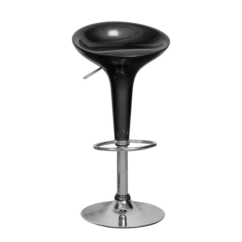 Σετ2ΤεμDISCO Σκαμπό BAR, Βάση Χρώμιο, ABS Μαύρο, Ρυθμιζόμενο Ύψος, Περιστρεφόμενο 44x40x71/92cm