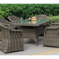 MONTANA Πολυθρόνα Τραπεζαρίας Κήπου ALU, Wicker Φ5mm Grey Brown,Μαξιλάρι Ανθρακί 60x72x85cm