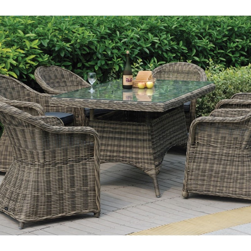 MONTANA Πολυθρόνα Τραπεζαρίας Κήπου ALU, Wicker Φ5mm Grey Brown,Μαξιλάρι Ανθρακί 60x72x85cm