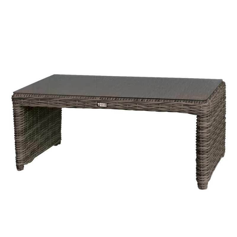 MONTANA Τραπεζάκι Σαλονιού Κήπου-Βεράντας ALU, Φ5mm Round Wicker Grey Brown 100x50 H.45cm