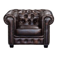 CHESTERFIELD Birmingham Πολυθρόνα Σαλονιού Καθιστικού,Δέρμα Απόχρωση Καφέ 103x92x72cm
