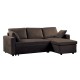 MONTREAL Καναπές Κρεβάτι Γωνία Αναστρέψιμη με Αποθηκευτικό Χώρο, Microfiber Σκούρο Καφέ  223x146x80x83cm Bed:118x194x46