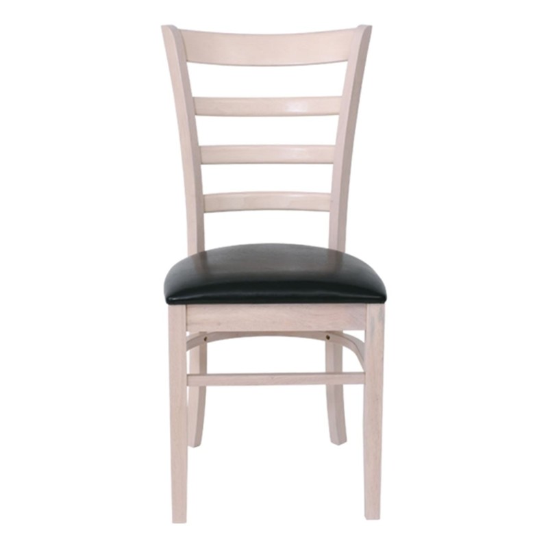 Σετ2ΤεμNATURALE Καρέκλα White Wash, Pu Μαύρο 42x50x91cm
