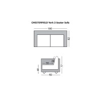 CHESTERFIELD York Kαναπές 2Θέσιος Σαλονιού - Καθιστικού, Ύφασμα Απόχρωση Καφέ Camel 150x82x77cm