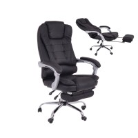 BF9700 Relax Πολυθρόνα Γραφείου Διευθυντή, με Υποπόδιο, Βάση Χρώμιο,PU Μαύρο 67x72x120/128cm