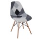 Σετ-4Τεμ.ART Wood Καρέκλα Τραπεζαρίας, Πόδια Οξιά, Κάθισμα PP με Ύφασμα Patchwork Black & White 47x52x84cm