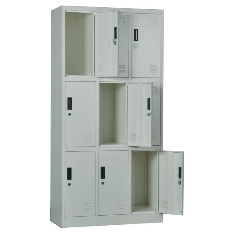 LOCKER 9 Θέσεων Φοριαμός - Ερμάριο, Μέταλλο Βαφή Γκρι 90x40x185cm