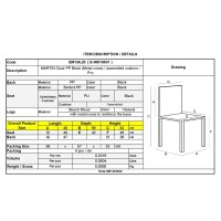 Σετ4ΤεμMARTIN Καρέκλα Metal Cross Ξύλο, PP Μαύρο Μονταρισμένη Ταπετσαρία 49x56x82cm