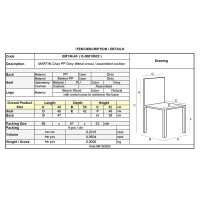 Σετ4ΤεμMARTIN Καρέκλα Metal Cross Ξύλο, PP Γκρι, Μονταρισμένη Ταπετσαρία 49x56x82cm