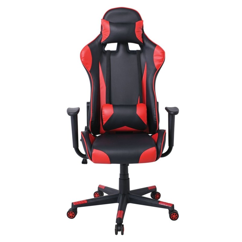 BF8050 Gaming Πολυθρόνα Γραφείου, Ανάκλιση Πλάτης έως 90°, Pu Μαύρο - Κόκκινο 70x67/134x125/135cm