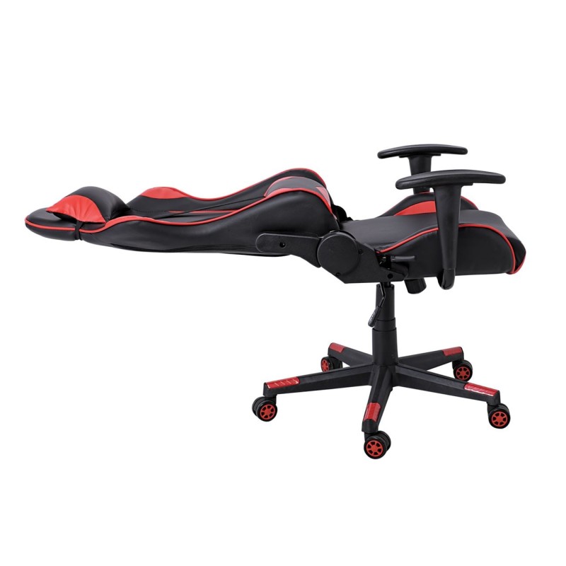 BF8050 Gaming Πολυθρόνα Γραφείου, Ανάκλιση Πλάτης έως 90°, Pu Μαύρο - Κόκκινο 70x67/134x125/135cm