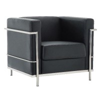 GENOVA Πολυθρόνα Σαλονιού Καθιστικού, Inox - Pu Μαύρο 83x73x71cm