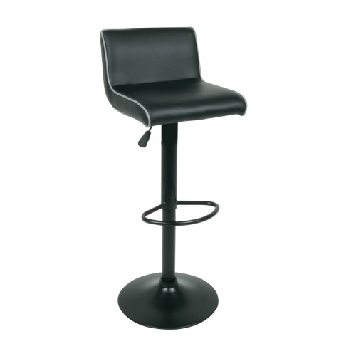 Σετ2ΤεμNERO Σκαμπό BAR με Πλάτη, Μέταλλο Βαφή Μαύρο, PU Μαύρο, Ρύθμιση Ύψους, Περιστρεφόμενο 38x38x63/81-83/101cm