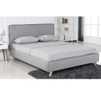 MORISSON Κρεβάτι Διπλό, για Στρώμα 140x190cm, Ύφασμα Ανοιχτό Γκρι 151x206x108cm