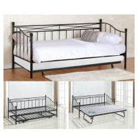 MARIN Daybed Κρεβάτι (90x190) + Βοηθητικό Κρεβάτι (85x185) Μέταλλο Βαφή Μαύρο 198x97x93 + 185x85x36cm