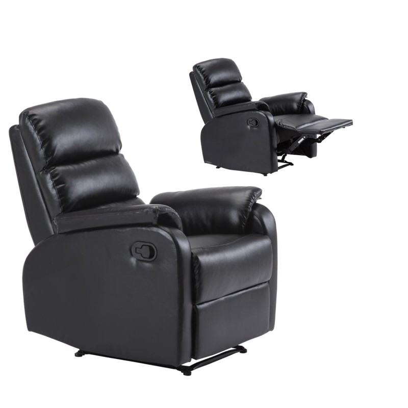COMFORT Πολυθρόνα Relax Σαλονιού - Καθιστικού, PU Μαύρο 79x97x101cm