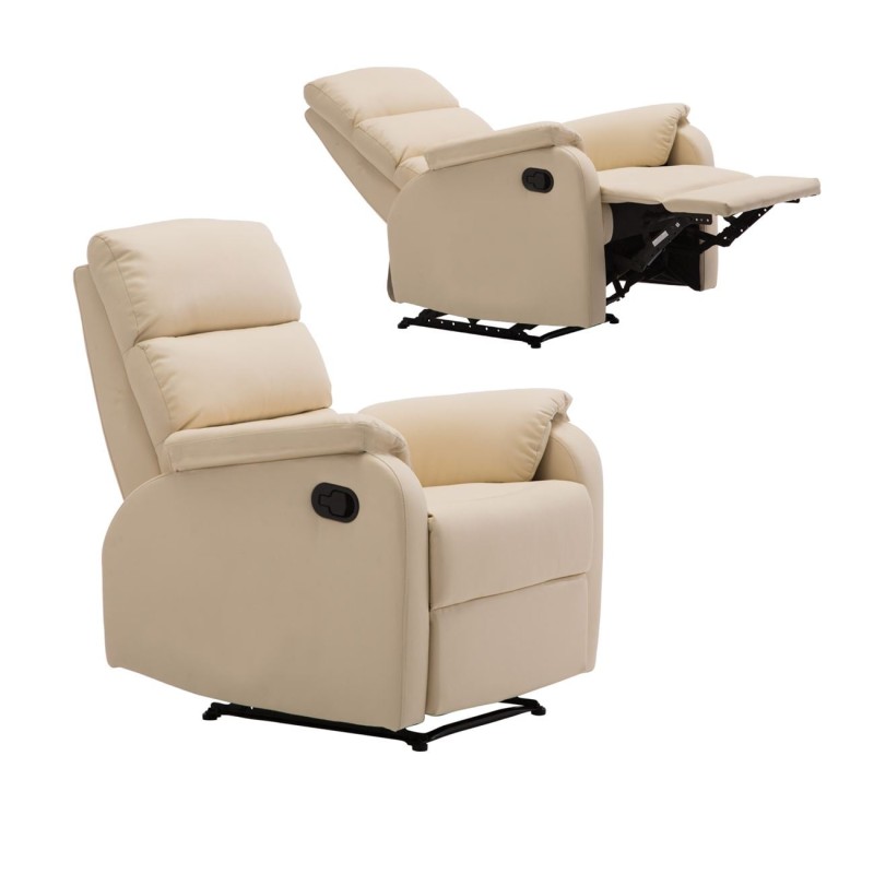COMFORT Πολυθρόνα Relax Σαλονιού - Καθιστικού, PU Μπεζ 79x97x101cm