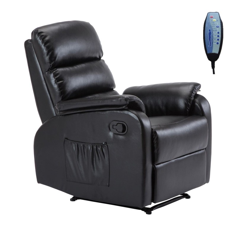 COMFORT Massage Πολυθρόνα Relax, Σαλονιού - Καθιστικού, PU Μαύρο 74x90x98cm