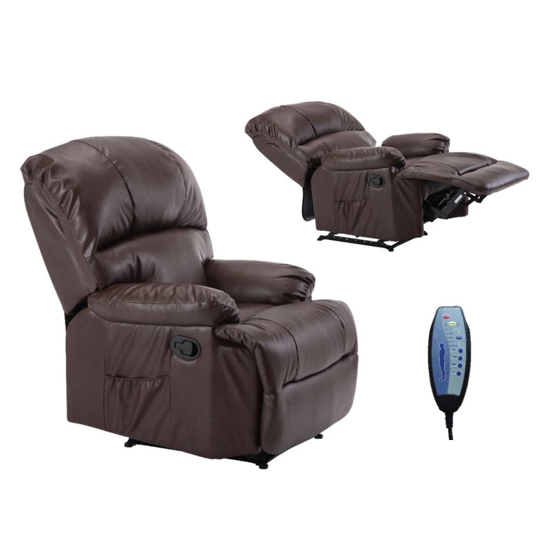 SPACE Πολυθρόνα Massage Σαλονιού - Καθιστικού, PU Καφέ 88x93x102cm