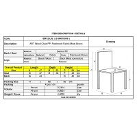 Σετ4ΤεμART Wood Καρέκλα Τραπεζαρίας, Πόδια Οξιά, Κάθισμα PP με Ύφασμα Patchwork Καφέ 47x52x84cm