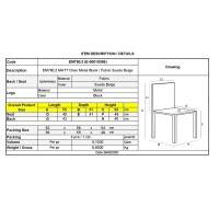 Σετ4ΤεμMATT Καρέκλα Τραπεζαρίας Μέταλλο Βαφή Μαύρο, Ύφασμα Suede Μπεζ 55x61x88cm