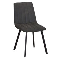 Σετ4ΤεμBETTY Καρέκλα Μέταλλο Βαφή Μαύρο, Ύφασμα Suede Ανθρακί 45x60x87cm