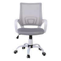 BF2101-S Πολυθρόνα-Pro Γραφείου με Ανάκλιση, Βάση Μέταλλο Βαφή Άσπρο, Γκρι Mesh 57x53x86/96cm