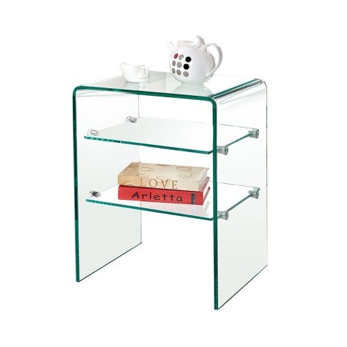 GLASSER Κομοδίνο Clear  2 Ράφια - Γυαλί 10mm / 6mm 50x40x58cm