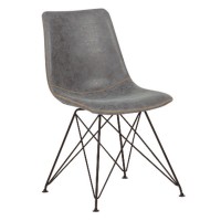Σετ4ΤεμPANTON Καρέκλα Μέταλλο Βαφή Μαύρη, PU Vintage Grey 43x57x81cm