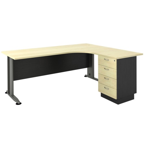 SUPERIOR COMPACT Δεξιά Γωνία Απόχρωση Dark Grey - Beech 180x70x75 / 150x60x75cm