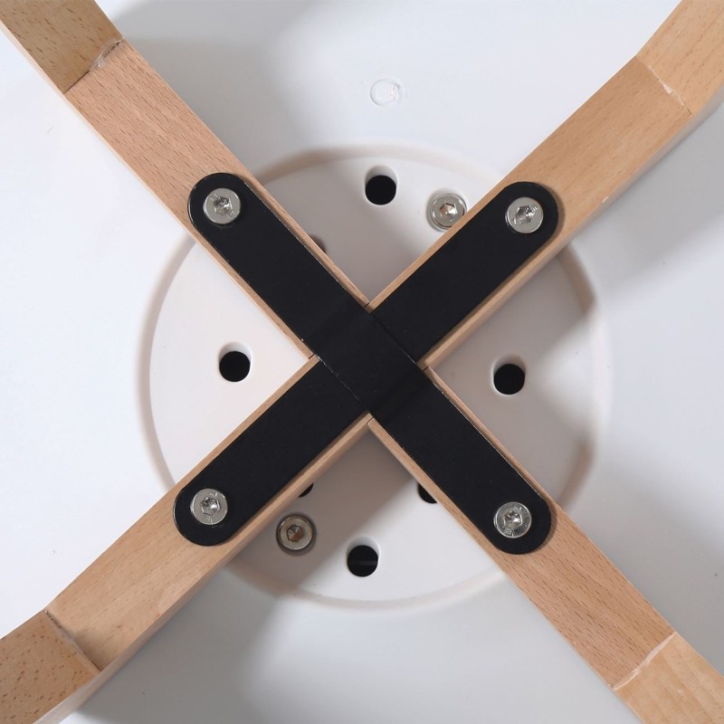 Σετ4ΤεμMARTIN Καρέκλα Τραπεζαρίας Κουζίνας, Metal Cross Ξύλο, PP Άσπρο, Αμοντάριστη Ταπετσαρία 48x56x82cm