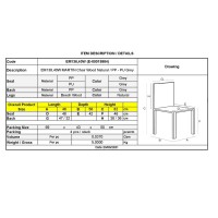 Σετ4ΤεμMARTIN Καρέκλα Τραπεζαρίας Κουζίνας, Metal Cross Ξύλο, PP Γκρι, Αμοντάριστη Ταπετσαρία 48x56x82cm