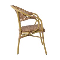 VEGERA Rattan Πολυθρόνα Dining Αλουμίνιο Φυσικό, Wicker Φυσικό, Στοιβαζόμενη 57x59x84cm