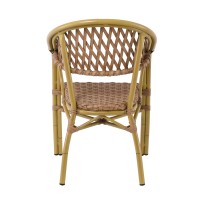 VEGERA Rattan Πολυθρόνα Dining Αλουμίνιο Φυσικό, Wicker Φυσικό, Στοιβαζόμενη 57x59x84cm