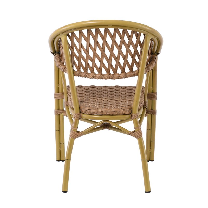 VEGERA Rattan Πολυθρόνα Dining Αλουμίνιο Φυσικό, Wicker Φυσικό, Στοιβαζόμενη 57x59x84cm