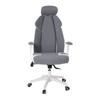 BF8300 Πολυθρόνα Γραφείου Διευθυντή, Microfiber Γκρι PU Άσπρο 64x72x122/130cm
