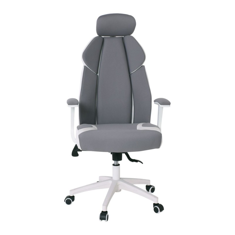 BF8300 Πολυθρόνα Γραφείου Διευθυντή, Microfiber Γκρι PU Άσπρο 64x72x122/130cm