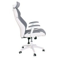 BF8300 Πολυθρόνα Γραφείου Διευθυντή, Microfiber Γκρι PU Άσπρο 64x72x122/130cm