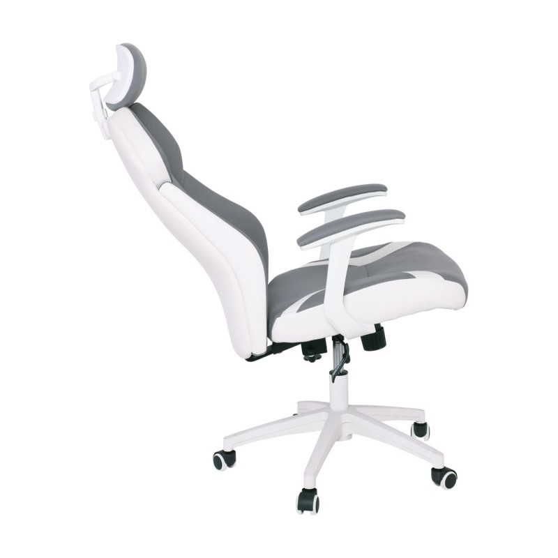 BF8300 Πολυθρόνα Γραφείου Διευθυντή, Microfiber Γκρι PU Άσπρο 64x72x122/130cm