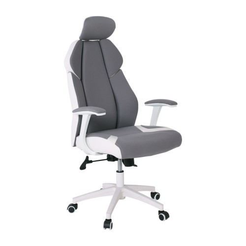 BF8300 Πολυθρόνα Γραφείου Διευθυντή, Microfiber Γκρι PU Άσπρο 64x72x122/130cm