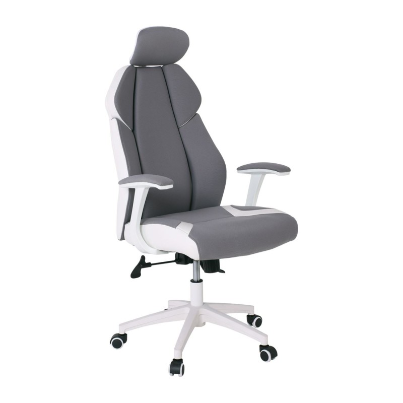 BF8300 Πολυθρόνα Γραφείου Διευθυντή, Microfiber Γκρι PU Άσπρο 64x72x122/130cm