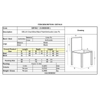 Σετ6ΤεμDELUX Καρέκλα Μέταλλο Βαφή Μαύρο, Linen PU Ανθρακί 49x51x89cm